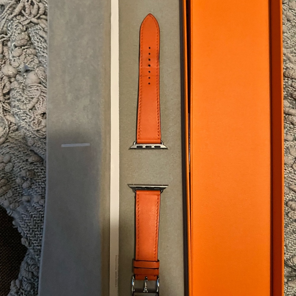 Hermès Orange Leather Watch Band